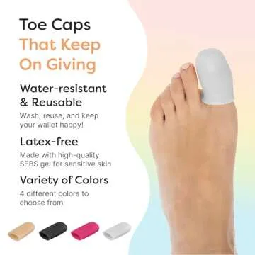 ZenToes 6 Pack Gel Toe Cap and Protector - Cushions and Protects to Provide Relief from Missing or Ingrown Toenails, Corns, Blisters, Hammer Toes (Small, White)