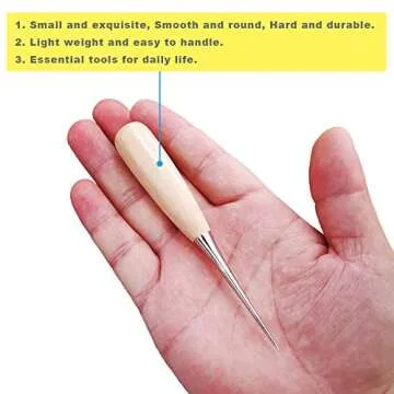 ZLKSKER (Pack of 2) Wooden Handle Leather Drillable Stitching Sewing Awl, Punch Hole Gadget Tool