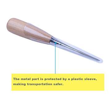 ZLKSKER (Pack of 2) Wooden Handle Leather Drillable Stitching Sewing Awl, Punch Hole Gadget Tool