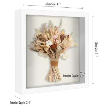 Americanflat 11x11 Shadow Box Frame - White with Soft Felt Back - Ideal for Photos and Keepsakes