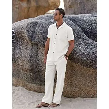 Stylish COOFANDY Men 2 Piece Linen Set for Summer Events