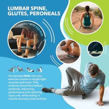 RAD Helix Exercise Foam Roller - Compact High Density Foam Roller for Back Pain & Stretching, Quads, Hamstrings - Deep Tissue Massage Roller - Muscle Foam Roller for Myofascial Release, Mobility