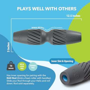 RAD Helix Exercise Foam Roller - Compact High Density Foam Roller for Back Pain & Stretching, Quads, Hamstrings - Deep Tissue Massage Roller - Muscle Foam Roller for Myofascial Release, Mobility