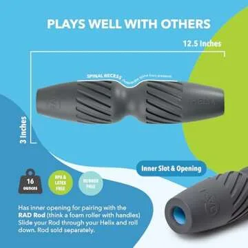 RAD Helix Exercise Foam Roller - Compact High Density Foam Roller for Back Pain & Stretching, Quads, Hamstrings - Deep Tissue Massage Roller - Muscle Foam Roller for Myofascial Release, Mobility