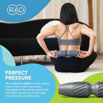 RAD Helix Exercise Foam Roller - Compact High Density Foam Roller for Back Pain & Stretching, Quads, Hamstrings - Deep Tissue Massage Roller - Muscle Foam Roller for Myofascial Release, Mobility