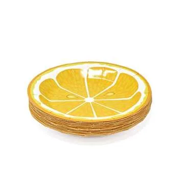 Gift Boutique Yellow Lemon Citrus Fruit Party Supplies Tableware Set Includes 24 9" Paper Plates 24 7" Plate 24 9 Oz Cups 50 Lunch Napkins for Lemons Lemonade Tropical Themed Disposable Dinnerware
