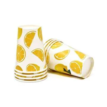 Gift Boutique Yellow Lemon Citrus Fruit Party Supplies Tableware Set Includes 24 9" Paper Plates 24 7" Plate 24 9 Oz Cups 50 Lunch Napkins for Lemons Lemonade Tropical Themed Disposable Dinnerware