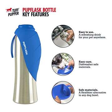 PupFlask Large Dog Water Bottle | 27 or 40 OZ Stainless Steel | Convenient Dog Water Dispenser | Pup...