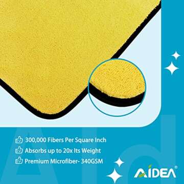 AIDEA Microfiber Detailing Towel 12PK - Scratch-Free, Absorbent