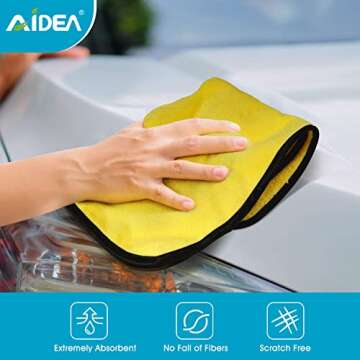 AIDEA Microfiber Detailing Towel 12PK - Scratch-Free, Absorbent