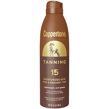 Coppertone Tanning Sunscreen Spray SPF 15 - Broad Spectrum Protection & Water Resistant