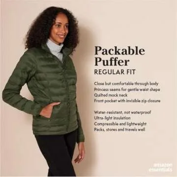 Amazon Essentials Women's Lightweight Long-Sleeve Packable Puffer Jacket