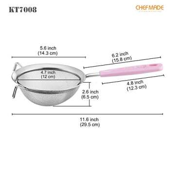 CHEFMADE Hello Kitty Fine Mesh Strainers, 5.5-Inch Stainless Steel Strainer Wire Sieve with Insulate...