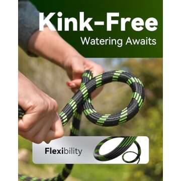 RAINPOINT 100 ft No-Kink 304 Metal Garden Hose with 10 Mode Nozzle - Lightweight and Durable