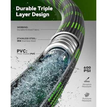 RAINPOINT 100 ft No-Kink Metal Garden Hose