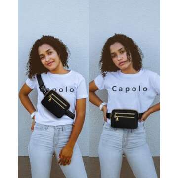 Capolo Fanny Packs for Women Fashion Waist Packs Bag with Adjustable Strap and 4 Zipper Pockets Wate...