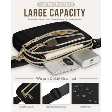 Capolo Fanny Packs for Women Fashion Waist Packs Bag with Adjustable Strap and 4 Zipper Pockets Waterproof Everywhere Crossbody Belt Bag for Workout Running Travelling(Black)