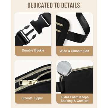 Capolo Fanny Packs for Women Fashion Waist Packs Bag with Adjustable Strap and 4 Zipper Pockets Waterproof Everywhere Crossbody Belt Bag for Workout Running Travelling(Black)