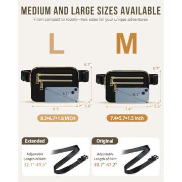 Capolo Fanny Packs for Women Fashion Waist Packs Bag with Adjustable Strap and 4 Zipper Pockets Waterproof Everywhere Crossbody Belt Bag for Workout Running Travelling(Black)