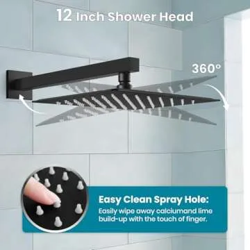 gotonovo Shower System Set with Tub Spout 3 Function Wall Mounted Shower Faucet Combo Rainfall Shower Head and Handheld Spray Rough-in Valve Shower Trim Kit 12 Inch Matte Black