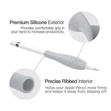 MoKo [2 Pack Silicone Grip Holder Ergo Protective Sleeve Cover Case Accessories Compatible with Apple Pencil 1st / 2nd Generation, Gray & Pink