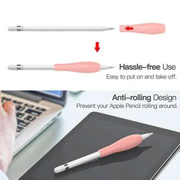 MoKo [2 Pack Silicone Grip Holder Ergo Protective Sleeve Cover Case Accessories Compatible with Apple Pencil 1st / 2nd Generation, Gray & Pink