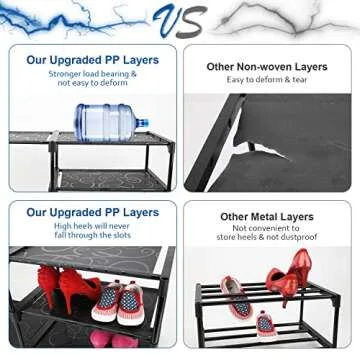 LVNIUS 9-Tier Large Tall Shoe Rack with Covers 40-46 Pairs, Sneaker Rack Organizer Shoes Cabinet Closed Shelves Shoe Stand Holder for Garage Bedroom,Zapateras Organizer for Shoes 50 Pares