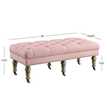 Linon Isabelle Pink Linen Bench for Stylish Comfort