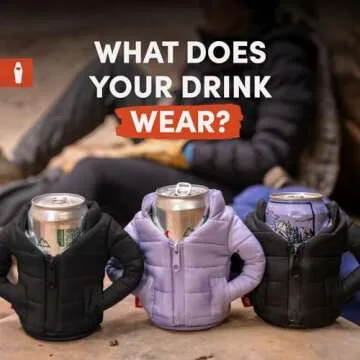 Puffin - The Puffy Jacket - Insulated 12 oz Can Cooler I Beer Bottle & Soda Can Insulator, Keep Drinks and Beverages Cold - Black