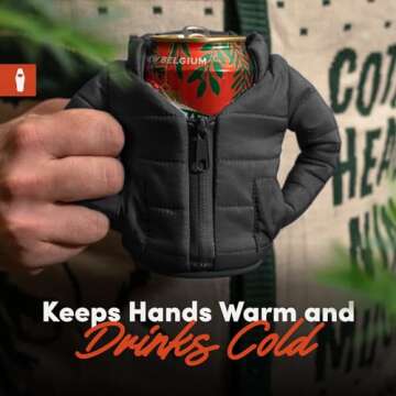 Puffin - The Puffy Jacket - Insulated 12 oz Can Cooler I Beer Bottle & Soda Can Insulator, Keep Drinks and Beverages Cold - Black