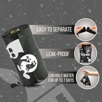 Pet N Pet 1080 Counts Black Poop Bags for Dogs, 38% Plant Based & 62% PE Extra Thick Dog Poop Bags Rolls, 9" x 13" Unscented Dog Bags for Poop, Doggie Poop Bags, Cat Poop Bags, Pet Waste Bags