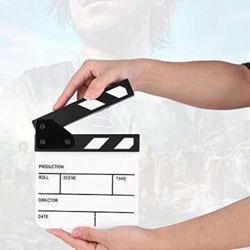 Clap Board, Mini Acrylic Director Scene Clapperboard Classic Movie Film Clap Board with a Pen,for Sh...