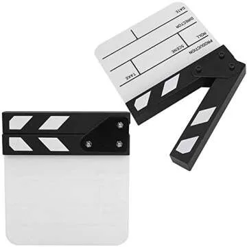 Clap Board, Mini Acrylic Director Scene Clapperboard Classic Movie Film Clap Board with a Pen,for Shoot Props/Advertisement/Home Decoration/Cosplay/Background(Black and White whiteboard PAV1BWE3S)