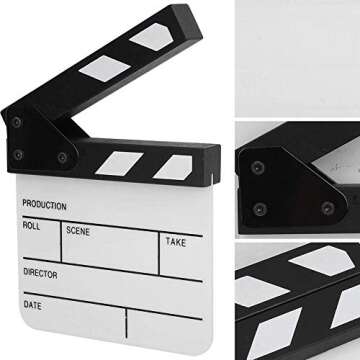 Clap Board, Mini Acrylic Director Scene Clapperboard Classic Movie Film Clap Board with a Pen,for Shoot Props/Advertisement/Home Decoration/Cosplay/Background(Black and White whiteboard PAV1BWE3S)