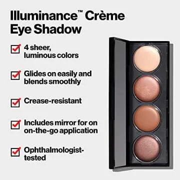 Revlon Crème Eyeshadow Palette, Illuminance Eye Makeup with Crease- Resistant Ingredients, Creamy Pigmented in Blendable Matte & Shimmer Finishes, 715 Precious Metals, 0.12 Oz