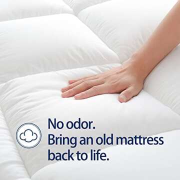 Mattress Topper King for Back Pain, Extra Thick Mattress Pad Cover, Plush Pillow Top, Deep Elastic Pocket, White