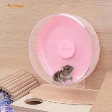 Niteangel Super-Silent Hamster Exercise Wheels: - Quiet Spinner Hamster Running Wheels with Adjustable Stand for Hamsters Gerbils Mice Or Other Small Animals (S, Pink)