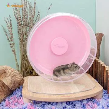 Niteangel Super-Silent Hamster Exercise Wheels: - Quiet Spinner Hamster Running Wheels with Adjustable Stand for Hamsters Gerbils Mice Or Other Small Animals (S, Pink)