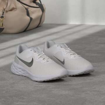 NIKE Women's Race Running Shoe - White MTLC Silver Pure Platinum, 9.5 | Comfort Meets Durability