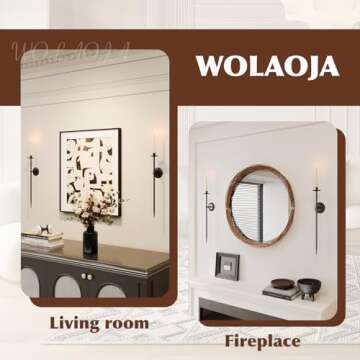 Candle Wall Sconce Set of 2, Large Twisted Wall Mount Metal Black Candle Holder Sconces Decor for Living Room Farmhouse Fireplace Wedding 23.5"