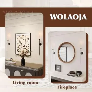 Candle Wall Sconce Set of 2, Large Twisted Wall Mount Metal Black Candle Holder Sconces Decor for Living Room Farmhouse Fireplace Wedding 23.5"