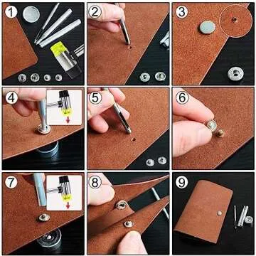 Qfun 120 Set Snap Fasteners Kit for Leather 12mm Metal Button Snaps Press Studs with 4 Setter Tools, 1 Hammer, 4 Color Leather Snaps for Clothes, Jackets, Jeans Wears, Bracelets, Bags