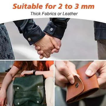 Qfun 120 Set Snap Fasteners Kit for Leather 12mm Metal Button Snaps Press Studs with 4 Setter Tools, 1 Hammer, 4 Color Leather Snaps for Clothes, Jackets, Jeans Wears, Bracelets, Bags