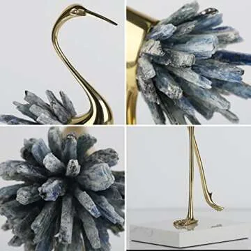 suruim Gold Decor Accents,Brass Birds Statues Gold Home Decor Modern Crystal Decor Ornaments for Living Room, Bedroom, Office Desktop, Cabinets (Blue B)