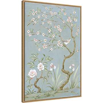 Amanti Art Framed Canvas Wall Art 33x23 Spring Mural I Blue by Julia Purinton, Framed Wall Art Canva...