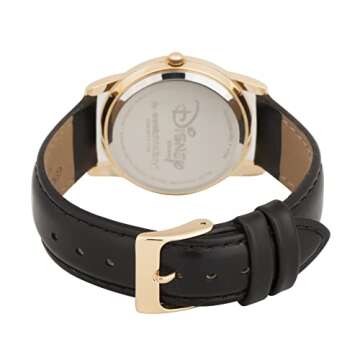 DISNEY Mickey Mouse Adult Classic Cardiff Articulating Hands Analog Quartz Leather Strap Watch, GLD/...