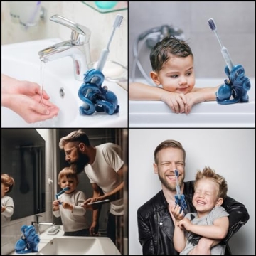 Blue Octopus Toothbrush Holder for Kids - Fun Bathroom Accessory