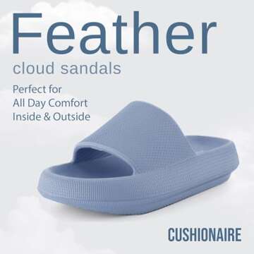 CUSHIONAIRE Feather Slides – Comfortable Cloud Cushion House Slippers for Women, Indoor Outdoor EV...