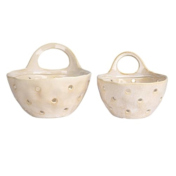 Buy Set of 2 Cream Stoneware Colanders Online