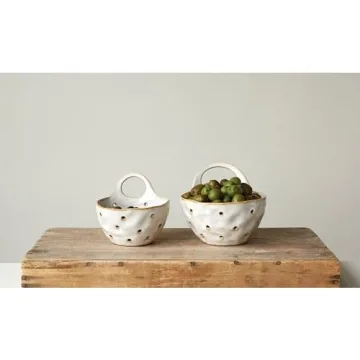 Buy Set of 2 Cream Stoneware Colanders Online